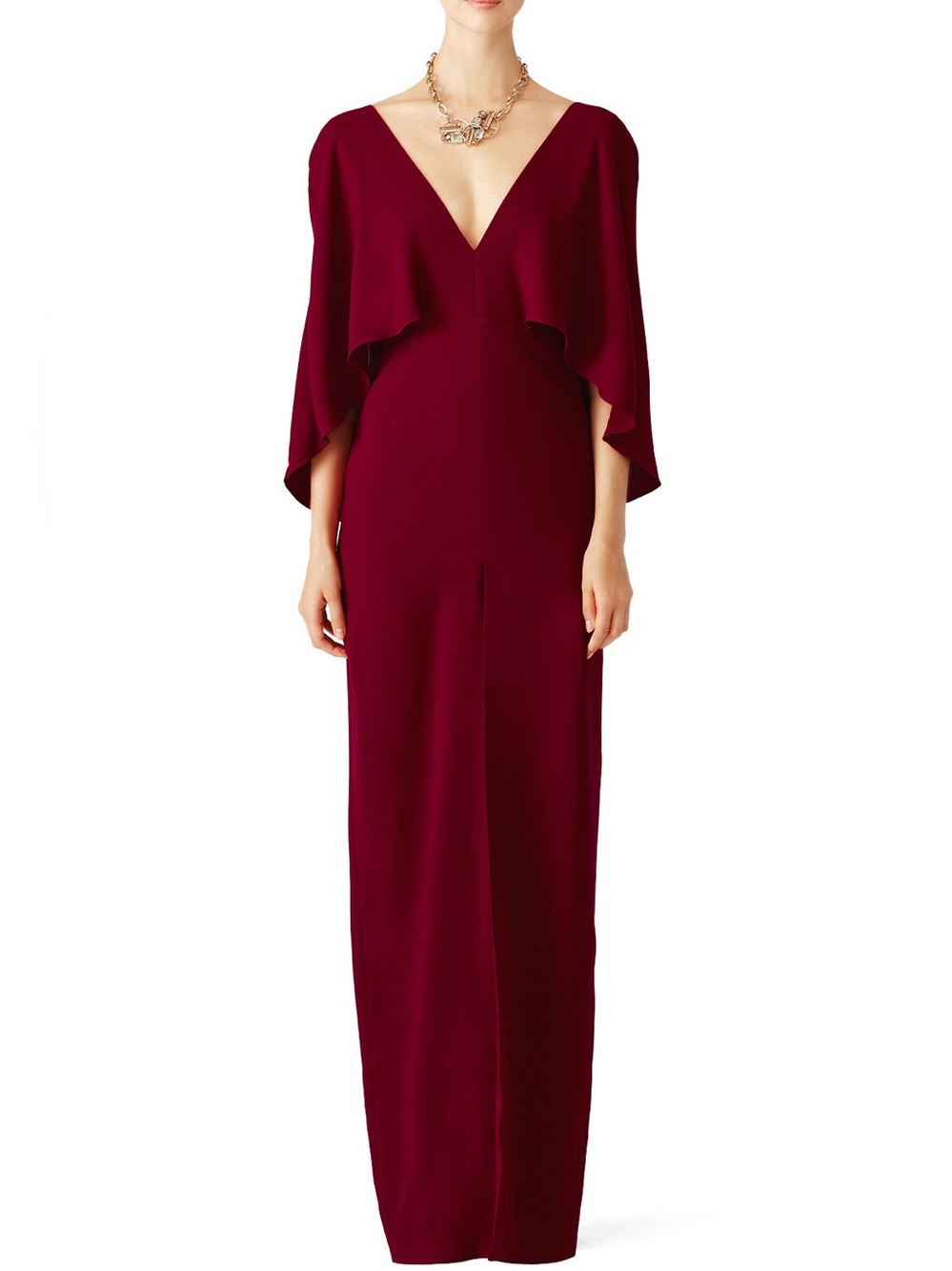 NWT Halston Heritage Dahlia Cape Sleeve Maxi Gown Formal Event Dress